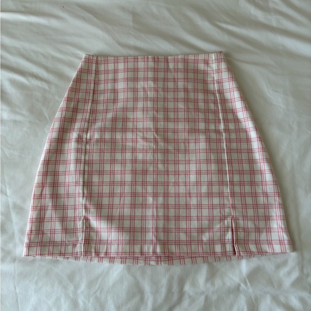Brandy Melville Pink Plaid Skirt